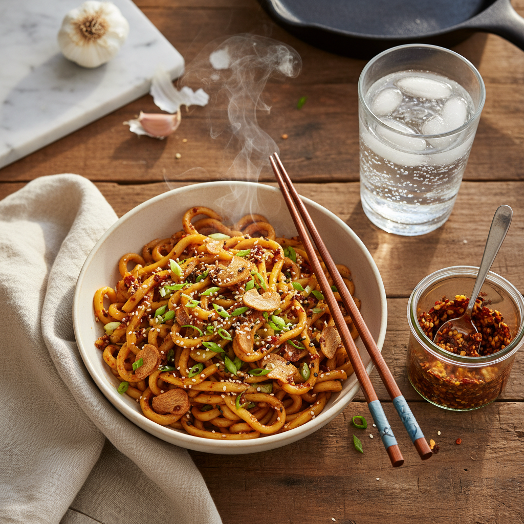spicy garlic noodles recipe illustration 4