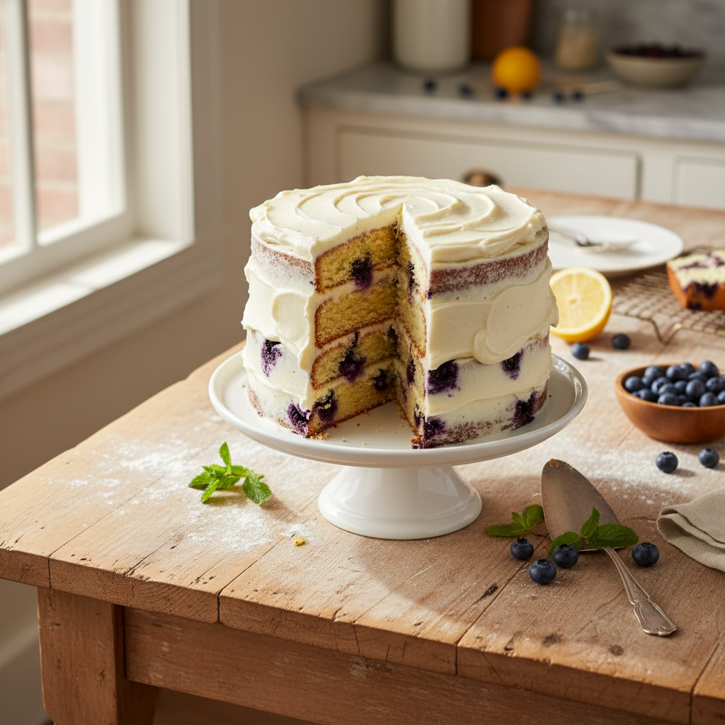 moist lemon blueberry layer cake from scratch illustration 1