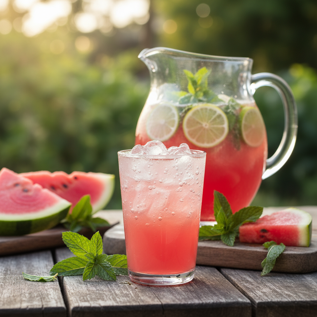 watermelon mint vodka spritzer illustration 1