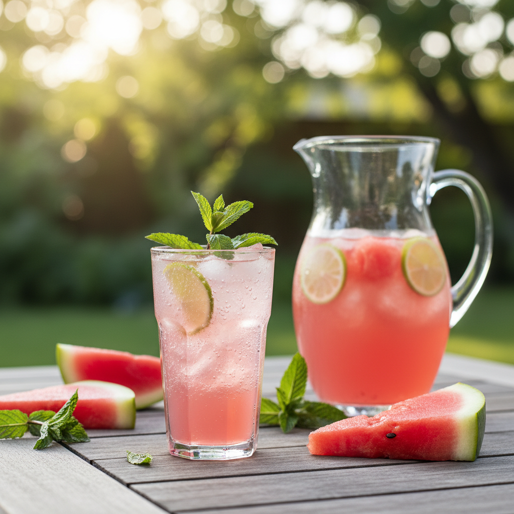watermelon mint vodka spritzer illustration 5
